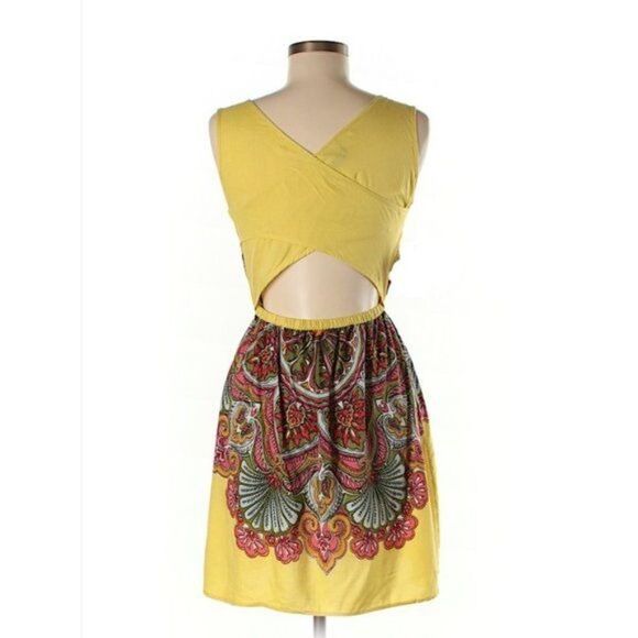 Angie Yellow Paisley Dress M - Picture 2 of 5
